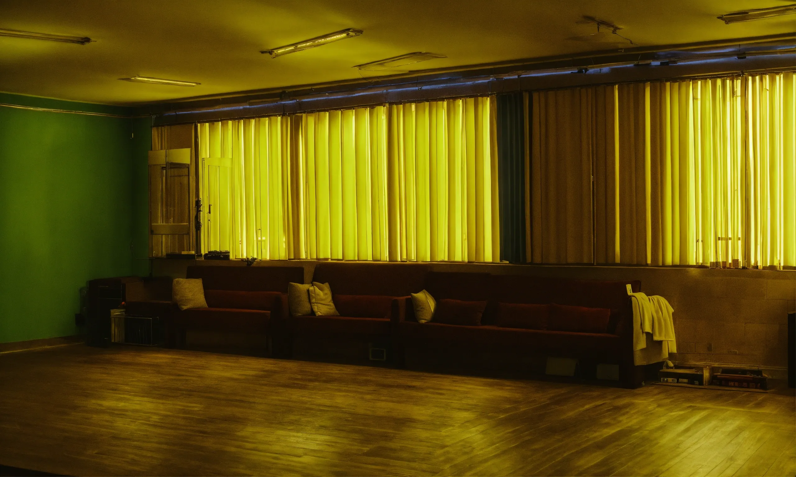 Modern living room with tailored bamboo curtains