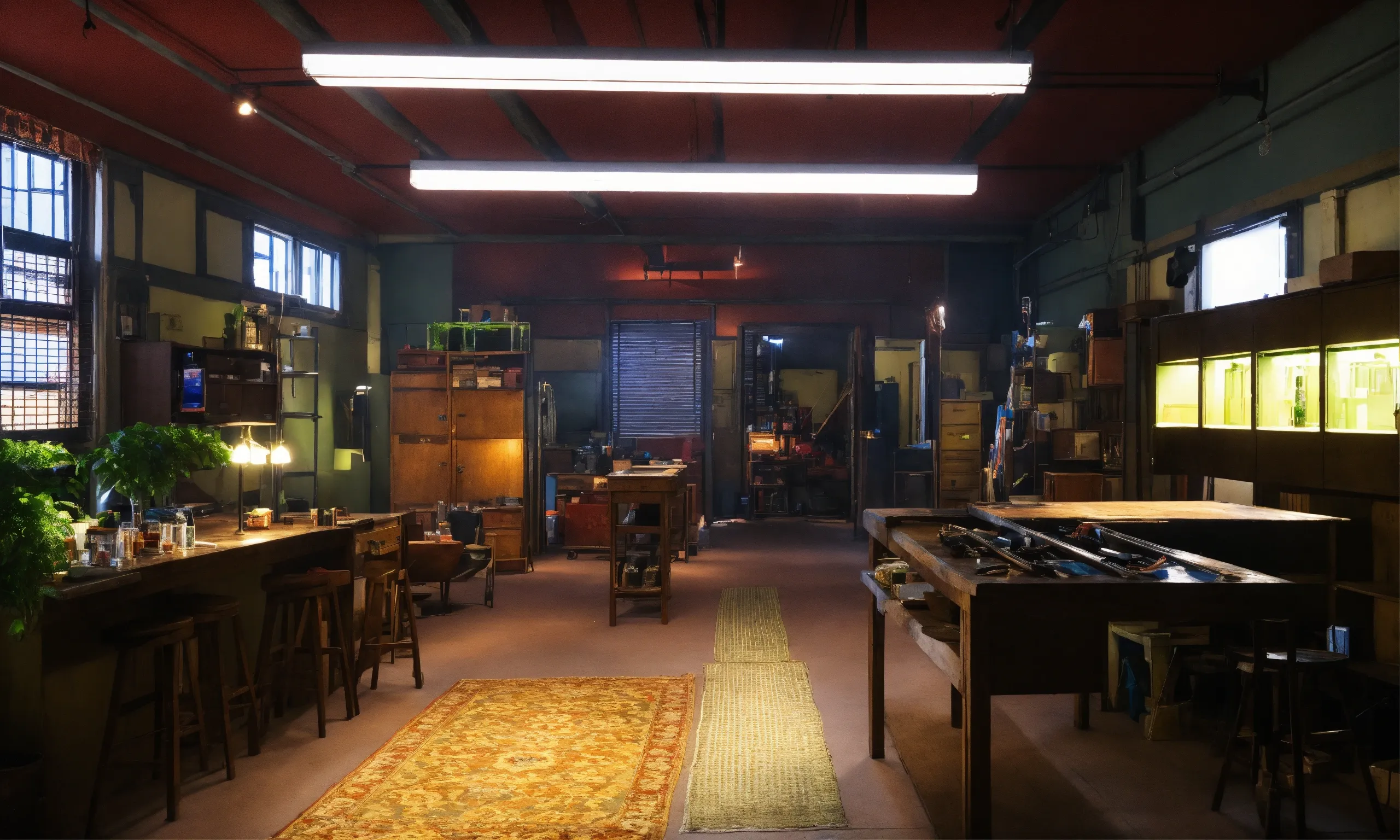 Home office with structured hemp roman blinds