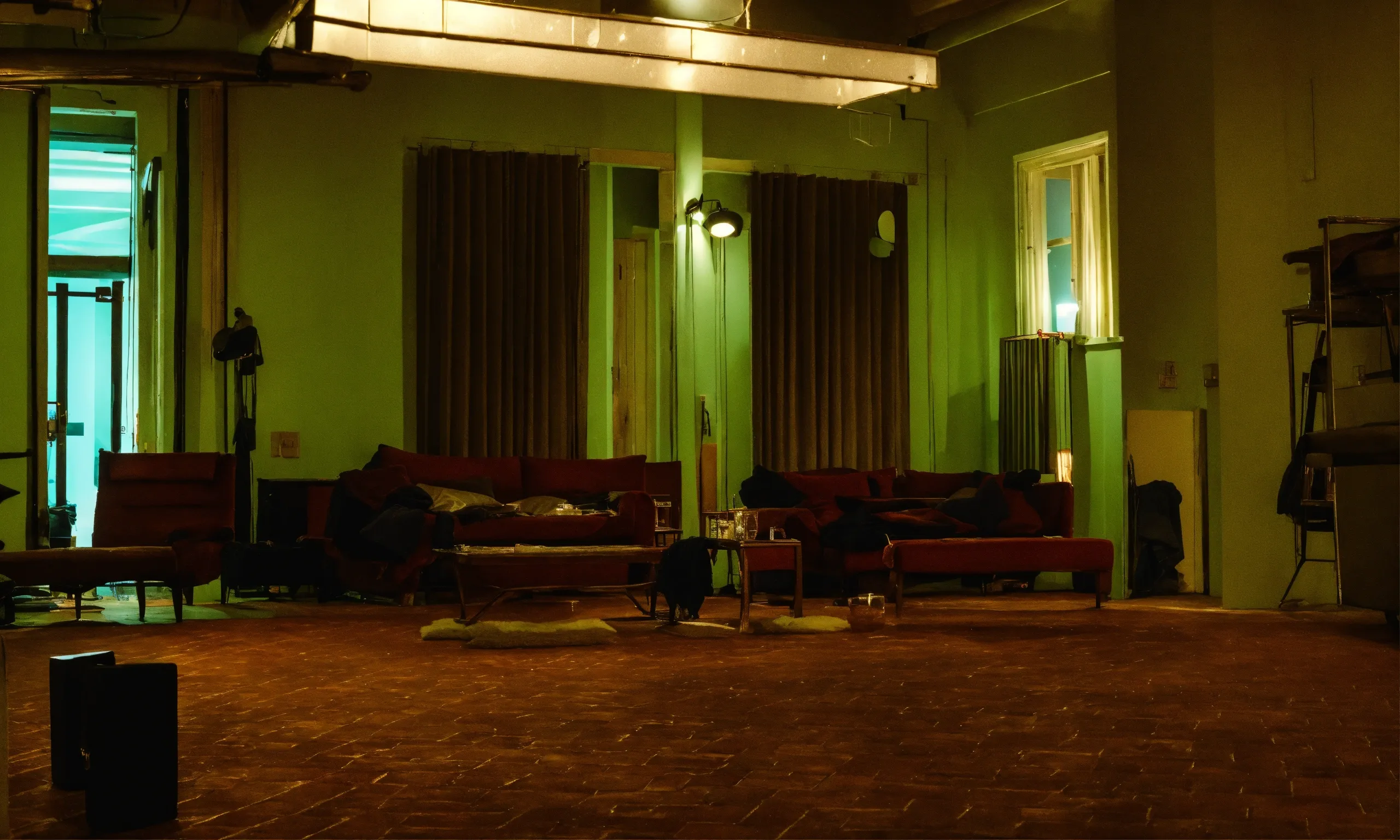 Modern kitchen with simple linen cafe curtains